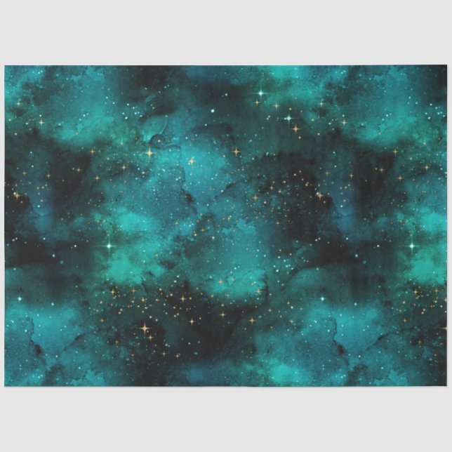 Papel De Seda Desenho da Série Galáxia Verde-azulado 1 (Frente )