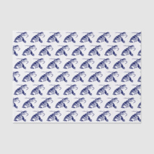 Papel De Seda Desenho da Silhueta de Lagosta #1 Azul
