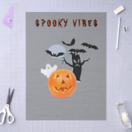 Papel De Seda Desenho de Abóbora Fantasma de Halloween com Vibra