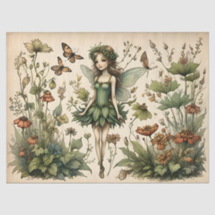 Papel De Seda Desenho de Borboleta Floral de Fada Vintage