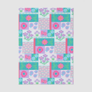 Papel De Seda Desenho de Flores Vibrantes em Flor