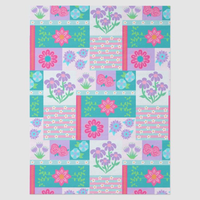 Papel De Seda Desenho de Flores Vibrantes em Flor (Frente )