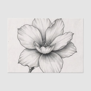 Papel De Seda Desenho de Linha de Flor Botânica Vintage a Tinta