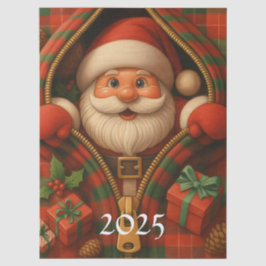 Papel De Seda Desenho de Natal do Papai Noel Xadrez