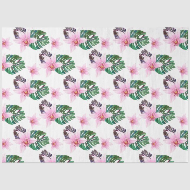 Papel De Seda Desenho de Orquídeas em Aquarela 22 (Frente )