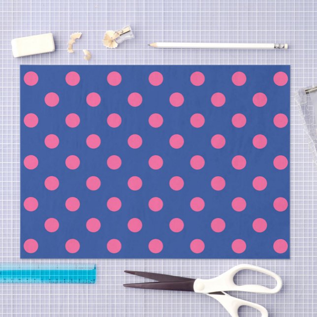 Papel De Seda Desenho de padrão de bolinhas rosa sobre azul (Criador carregado)