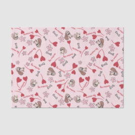 Papel De Seda Desenho de padrão de Corações e Basset Hounds