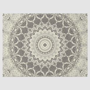 Papel De Seda Desenho de padrão de mandala bege e castanho