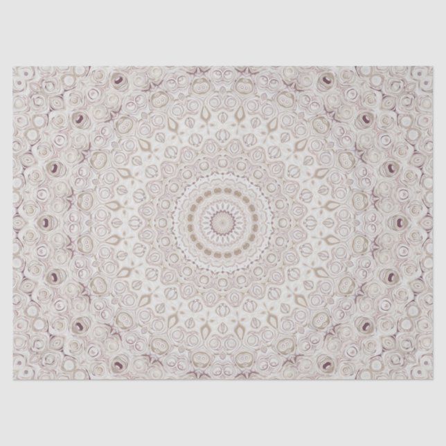 Papel De Seda Desenho de padrão de mandala bege e castanho (Frente )