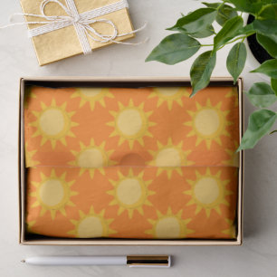 Papel De Seda Desenho de padrão de sol brilhante em laranja