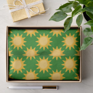 Papel De Seda Desenho de padrão de sol brilhante em verde