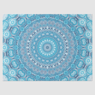 Papel De Seda Desenho de Padrão Mandala Azul e Branco