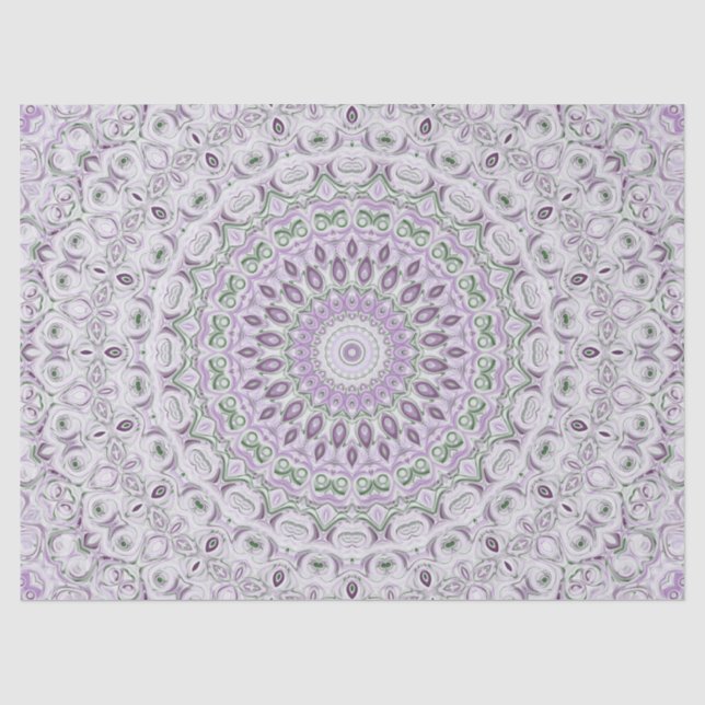 Papel De Seda Desenho de Padrão Mandala Lavanda e Verde (Frente )