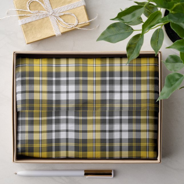 Papel De Seda Desenho de padrão xadrez escocês de plaid amarelo  (Presente)