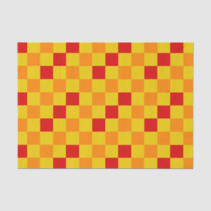 Papel De Seda Desenho de padrão xadrez vermelho laranja amarelo