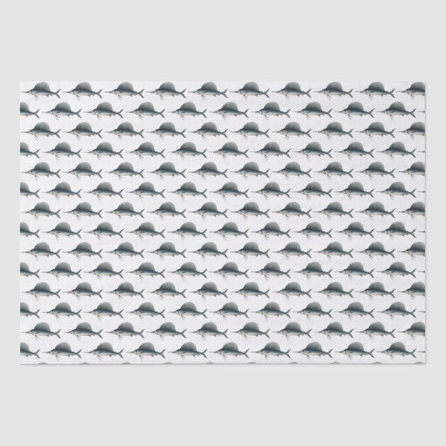 Papel De Seda Desenho de Peixe Espadim-Vela Antigo (Frente )