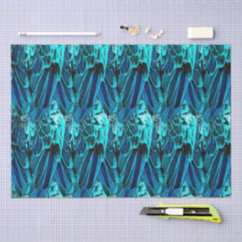 Papel De Seda desenho de pena de arara em azul, aquarela abstrat