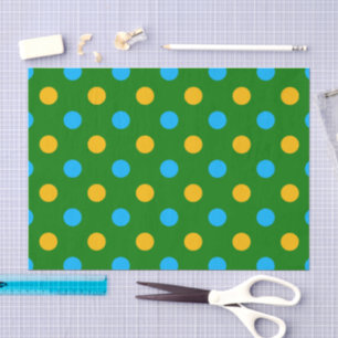 Papel De Seda Desenho de Pontos Polka Amarelo Verde Preto