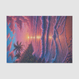 Papel De Seda Desenho de Prática de Areia Rosa | Praia Tropical