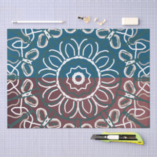 Papel De Seda Desenho de Renda Azul Mauve com Meia Tom Tendência