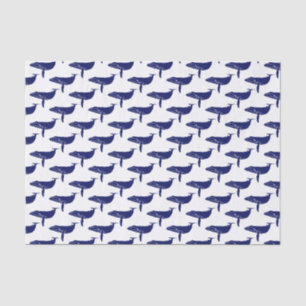 Papel De Seda Desenho de Silhueta de Baleia Azul Vintage