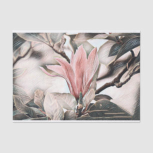 Papel De Seda Desenho de uma flor de magnólia rosa