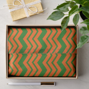 Papel De Seda Desenho de Ziguezague Chevron Verde Laranja