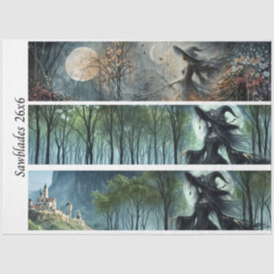 Papel De Seda Desenho decoupage Floresta Gótica ao Luar e Serras