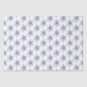 Papel De Seda Desenho Estilizado de Polvo Vintage #1 Azul