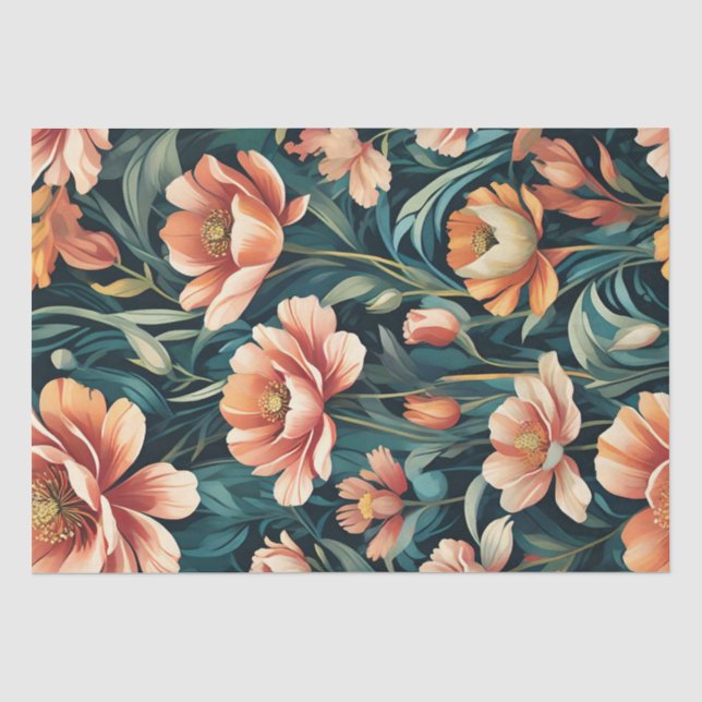 Papel De Seda Desenho Floral Art Déco (Frente )