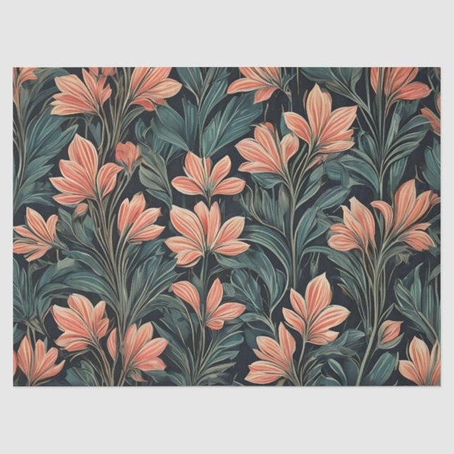 Papel De Seda Desenho Floral Art Déco (Frente )