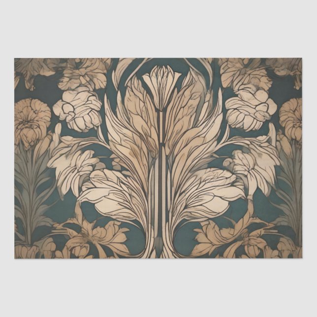 Papel De Seda Desenho Floral Art Déco (Frente )
