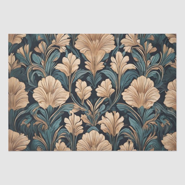 Papel De Seda Desenho Floral Art Déco (Frente )