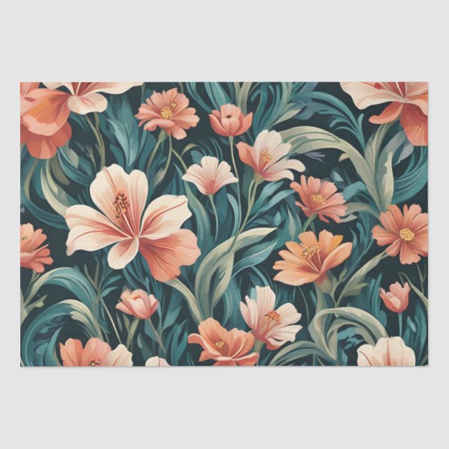 Papel De Seda Desenho Floral Art Déco (Frente )