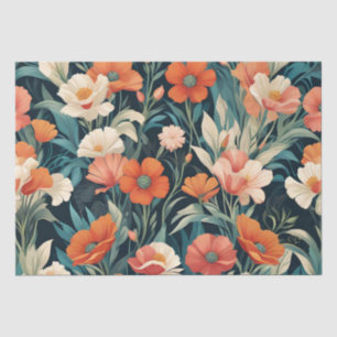 Papel De Seda Desenho Floral Art Déco