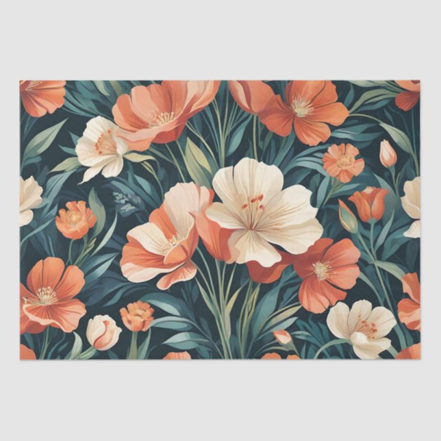 Papel De Seda Desenho Floral Art Déco (Frente )