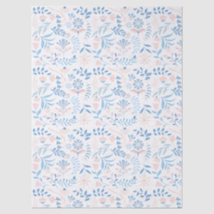 Papel De Seda Desenho floral boho bloco impresso azul rosa femin