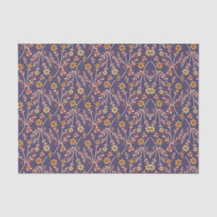 Papel De Seda Desenho Floral Caprichoso com Vinhas em Fundo Roxo