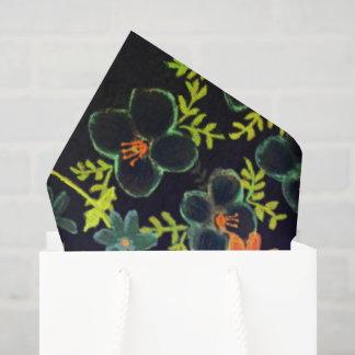 Papel De Seda Desenho Floral de Pintura Acrílica Boho