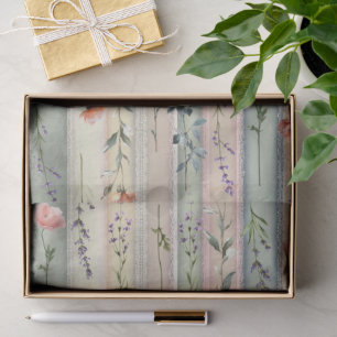 Papel De Seda Desenho Floral Vintage Rosa Lavanda Listra