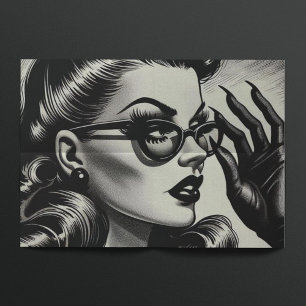 Papel De Seda Desenho Preto e Branco da Vintage Girl