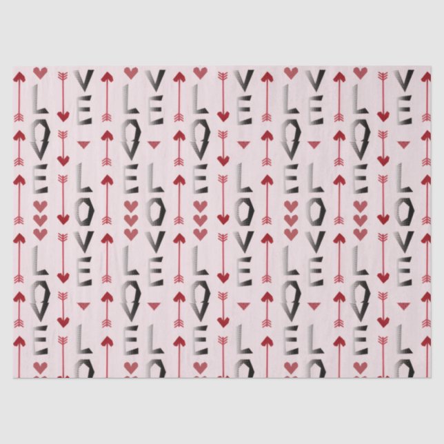Papel De Seda Desenho Romântico de Seta, Coração e Amor (Frente )
