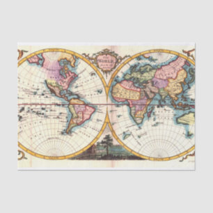 Papel De Seda Desenho velho da ilustração do mapa do mundo da