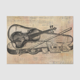 Papel De Seda Desenho Vintage De Violino Na Folha De Discussão M