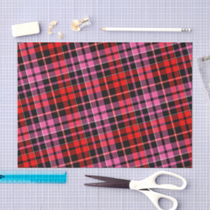 Papel De Seda Desenho Xadrez Escocês Preto Vermelho Rosa