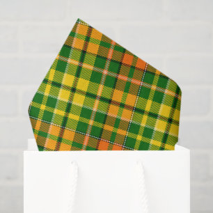 Papel De Seda Desenho Xadrez Tartan Verde Amarelo Laranja