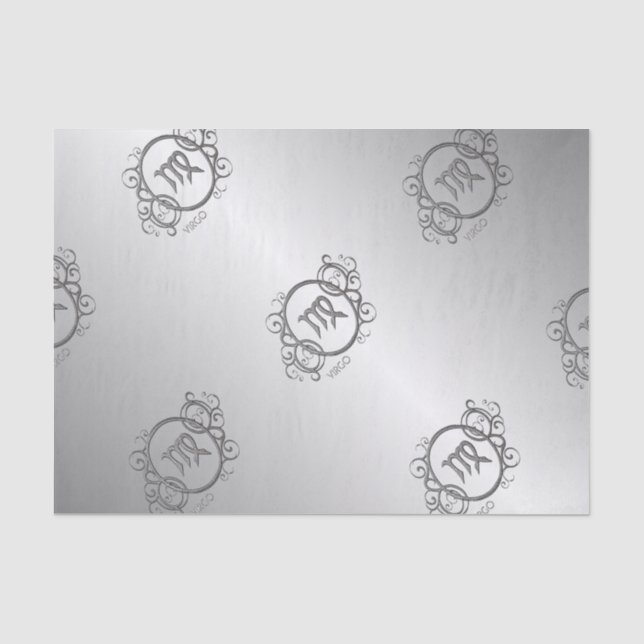 Papel De Seda Desenho Zodíaco de Virgem Prata (Frente )