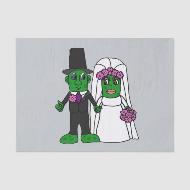Papel De Seda Desenhos animados engraçados do casamento dos (Frente )