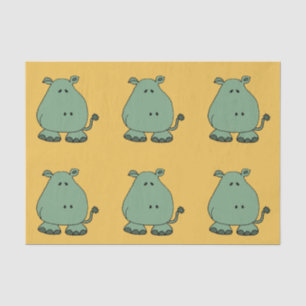 Papel De Seda Desenhos animados verdes felizes do hipopótamo