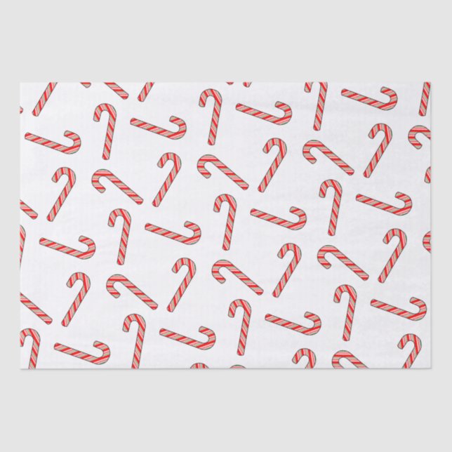 Papel De Seda Desenhos De Candy Cane Em Branco Verde Vermelho (Frente )